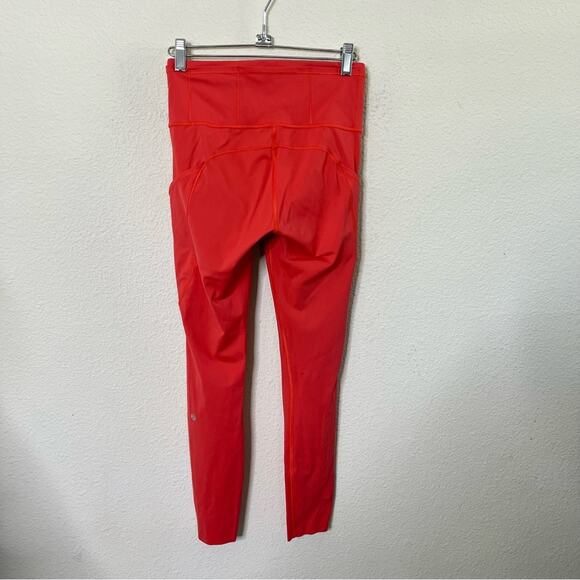 Lululemon Fast & Free 7/8 Tight II Nulux 25" Red Orange Womens Size 4 - Picture 4 of 7